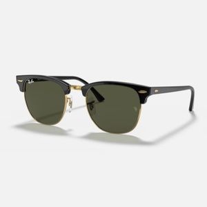 BRAND NEW & IN BOX Ray Ban Clubmaster Classic in Black on Gold, Green lenses